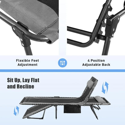 Folding Chaise Lounge Outdoor Portable Chair.