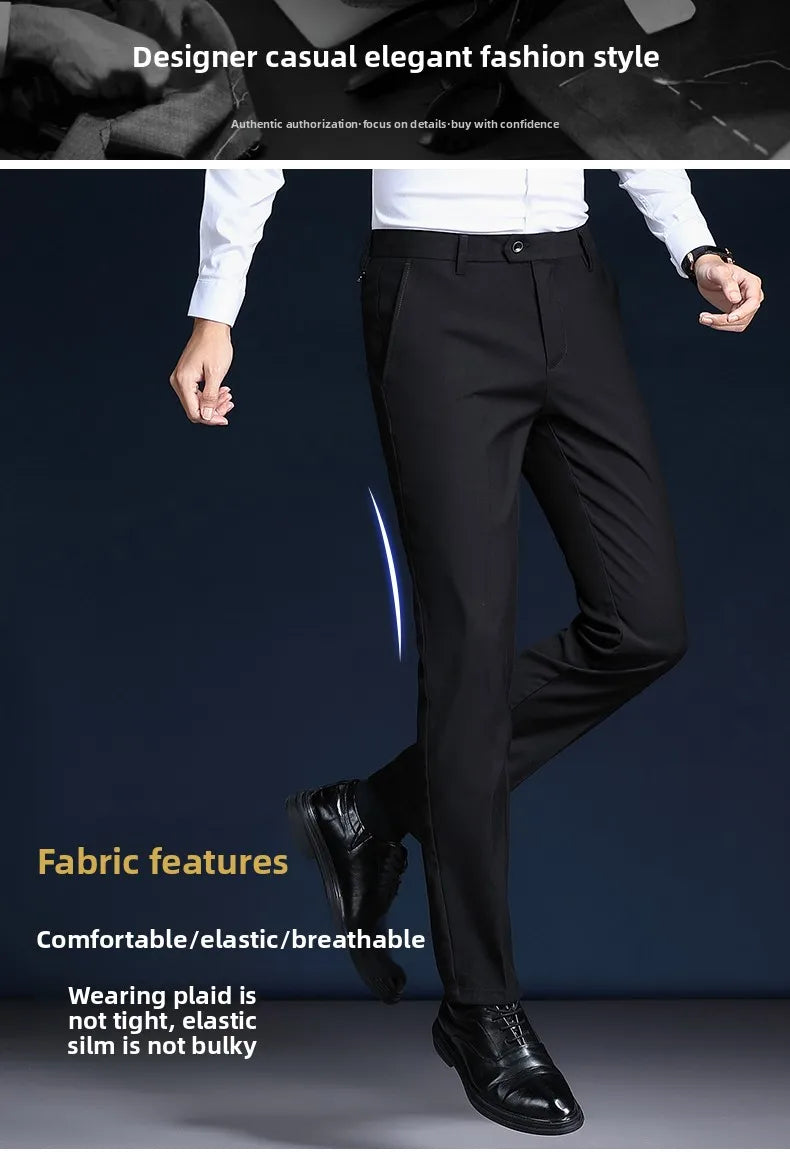 Top Grade Wrinkle Free New Brand Fashion Suit Pant Business Office Trousers For Men Dress Pants Straight Trousers Men's Clothing