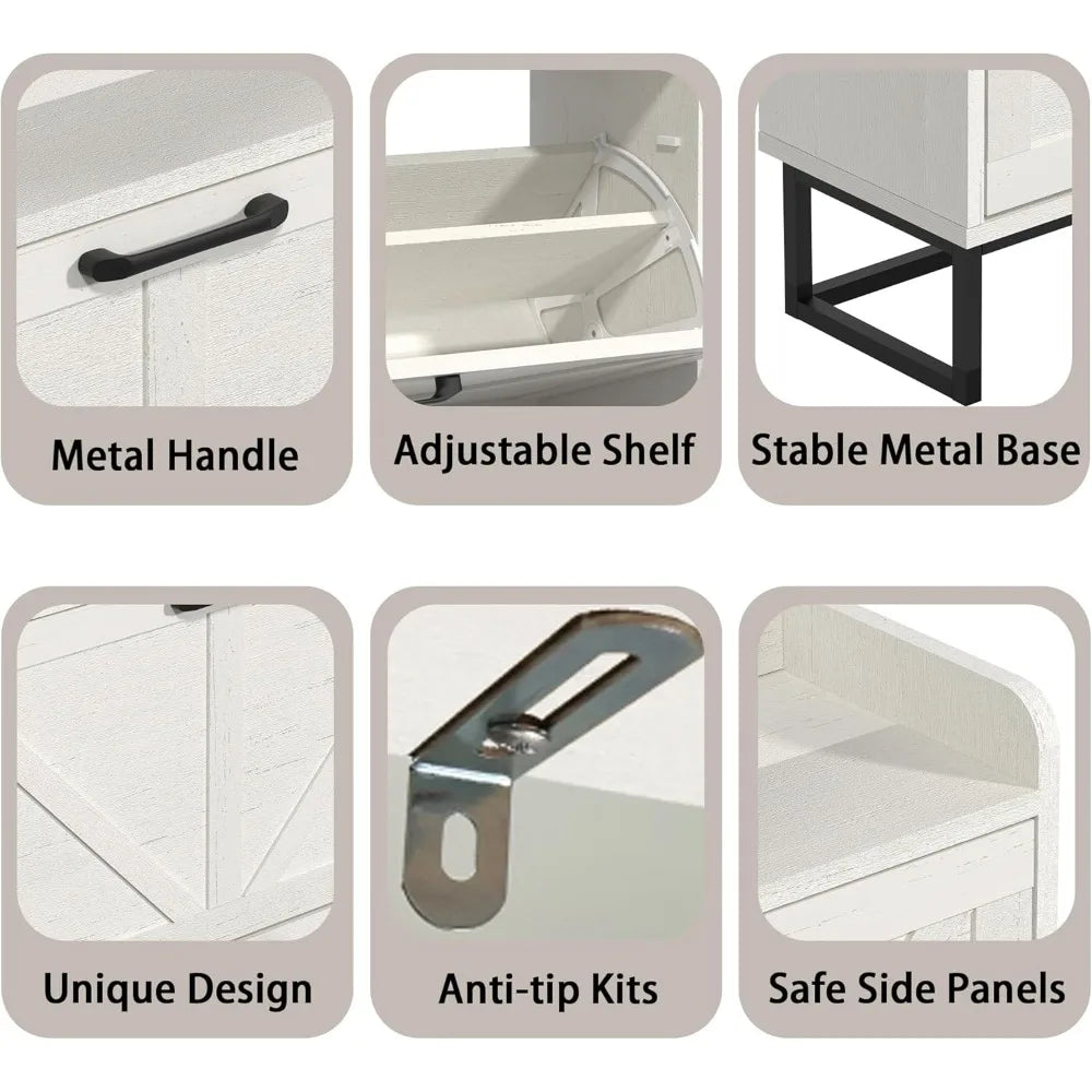 Hidden Shoe Storage Cabinet with 2 Flip Drawers.