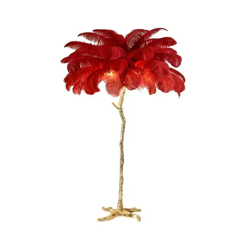 Nordic Feather Floor Lamp Luxury LED Standing Light for Internet Celebrity Ostrich Ins Live Broadcast Room Bedroom Home Decor