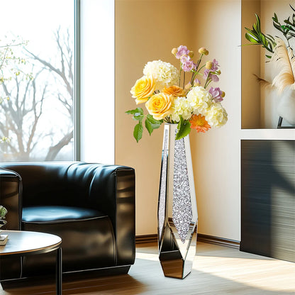 Decorative vase with flowers in a modern living room setting