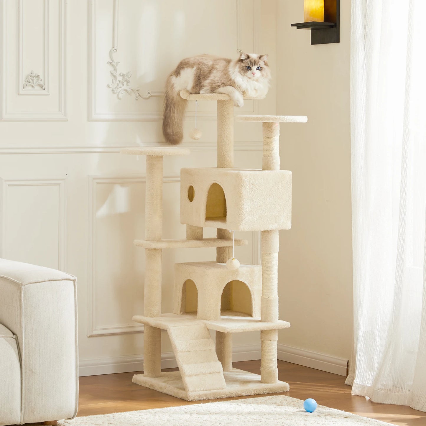 JHK 54" Multi-Level Cat Tree Tower with Sisal Scratching Post.