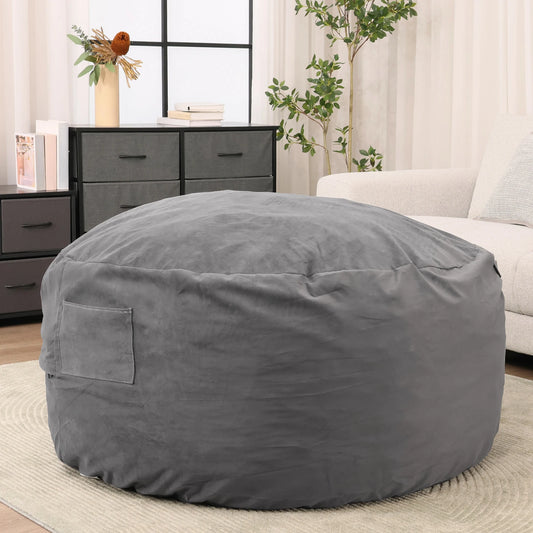 JHK Oversized Bean Bag Chair – 3/4FT Foam Sofa with Removable Cover.