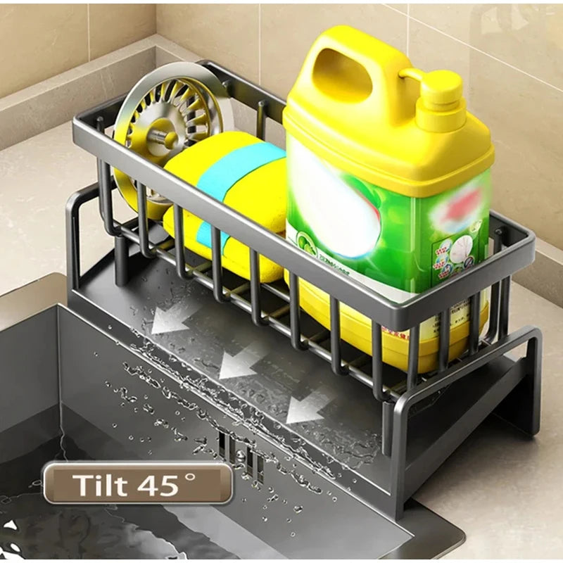 Kitchen Sink Drain Rack Organizer Abs Plastic Self-draining Sink Shelf Soap Sponge Holder Dishcloth Towel Rack Filter Basket