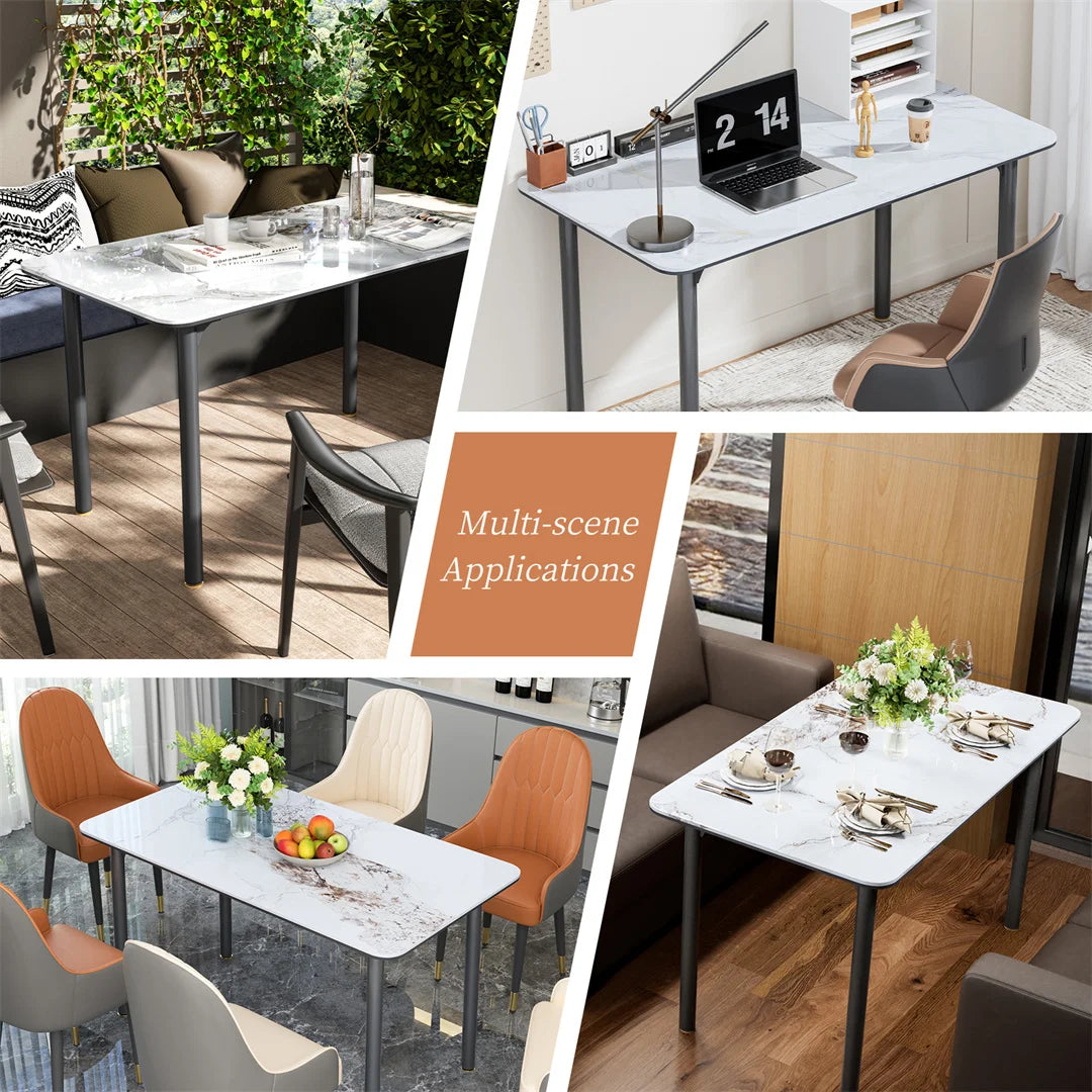 Light-Luxury Tempered Glass & Sintered Stone Dining Table (4–6 Seater).