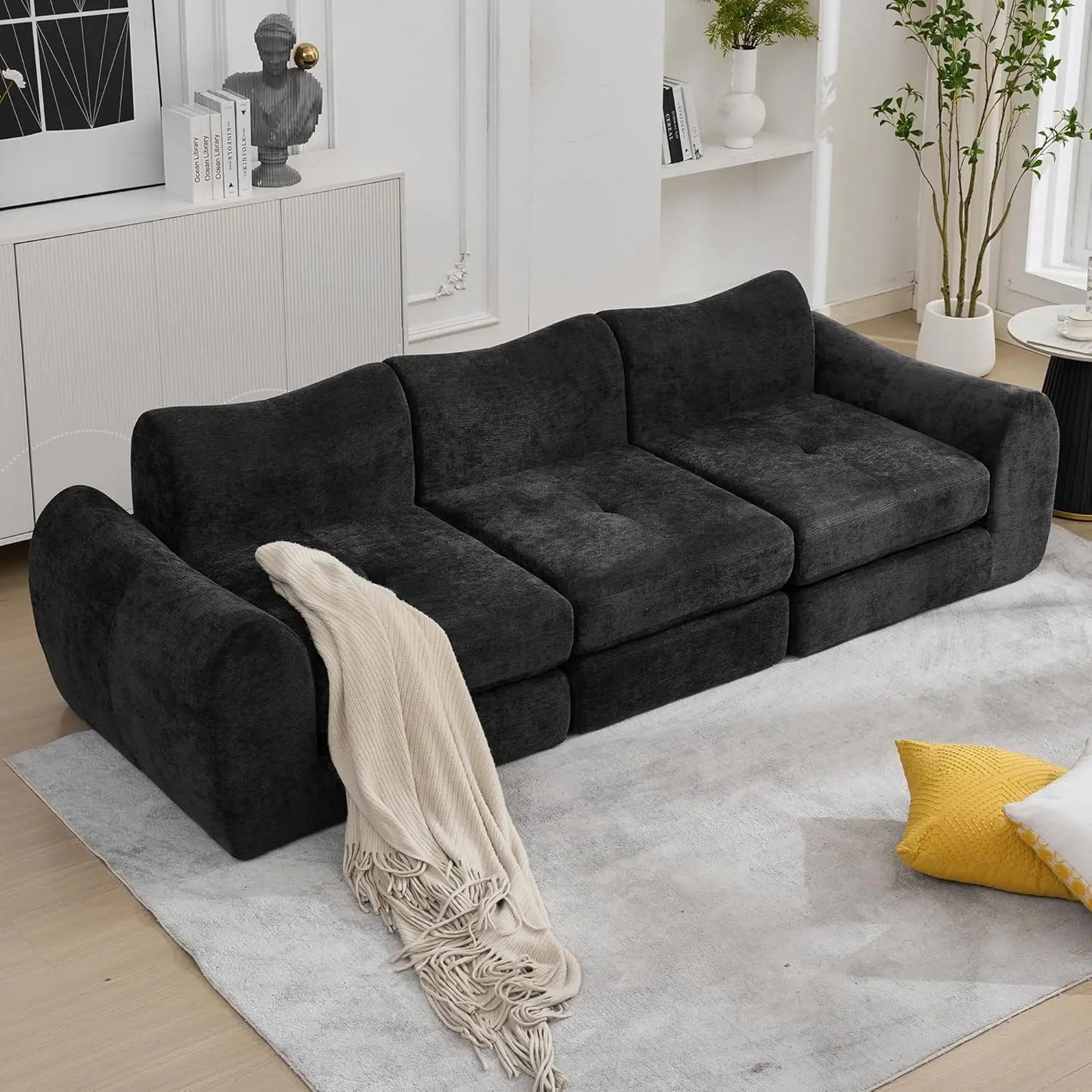 101.6" Modular Sectional Cloud Sofa – 4-in-1 Folding Convertible Sofa Bed, Modular Cushion Couch.