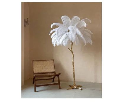 Nordic Feather Floor Lamp Luxury LED Standing Light for Internet Celebrity Ostrich Ins Live Broadcast Room Bedroom Home Decor