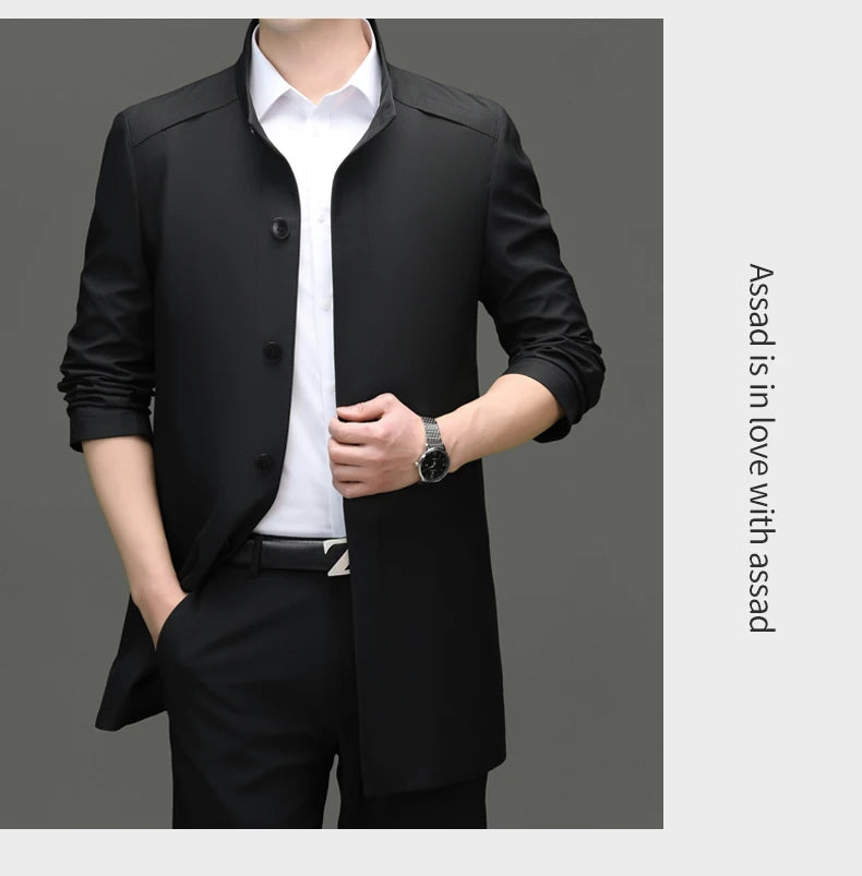 High End Anti Wrinkle New Brand Business Casual Fashion Slim Fit Trench Coats Spring Autumn Overcoat Long Jacket Outercoat
