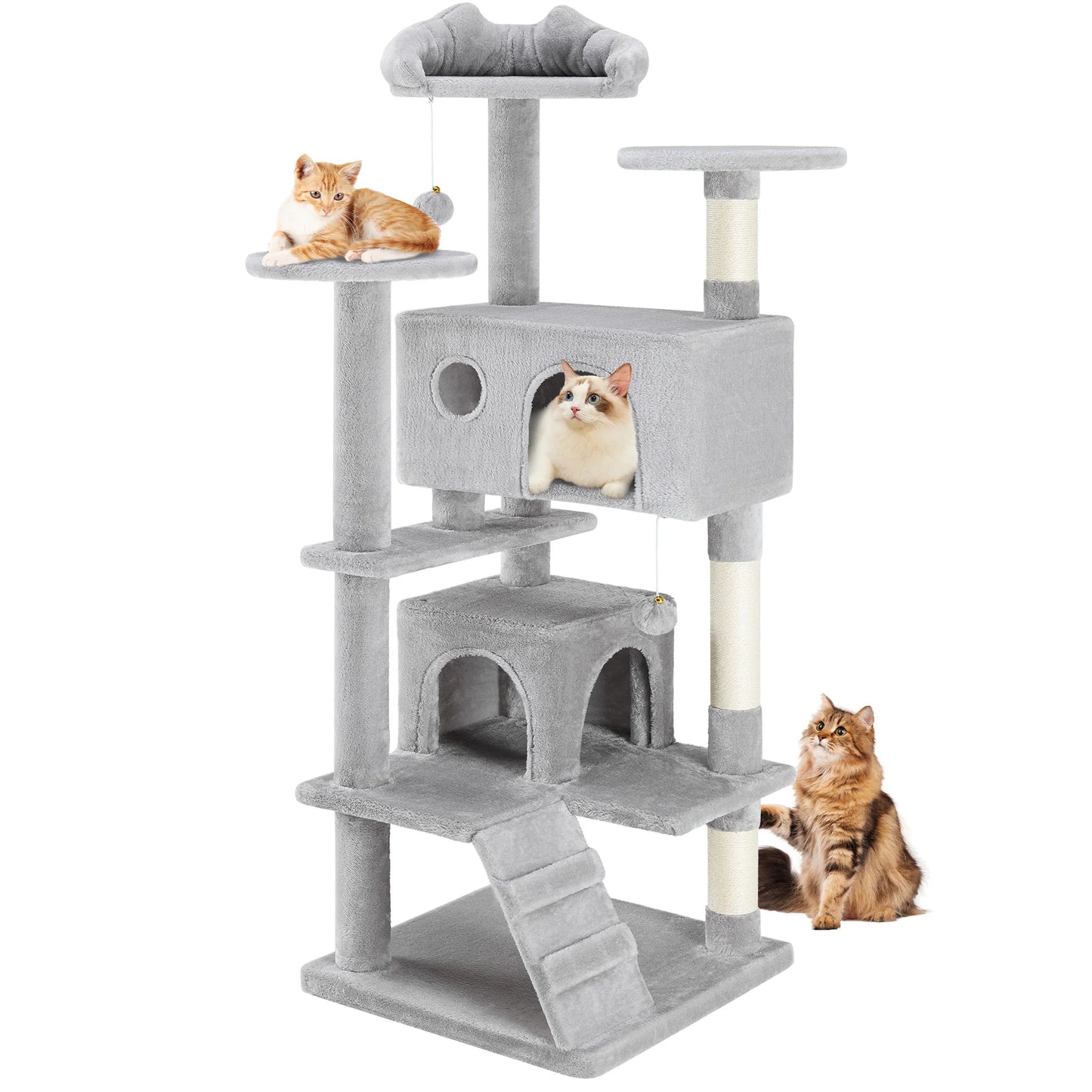 JHK 54" Multi-Level Cat Tree Tower with Sisal Scratching Post.