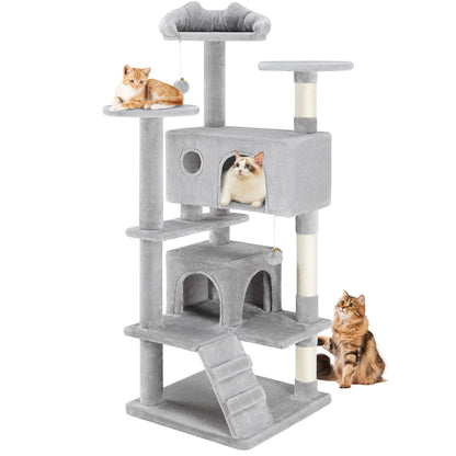 JHK 54" Multi-Level Cat Tree Tower with Sisal Scratching Post.