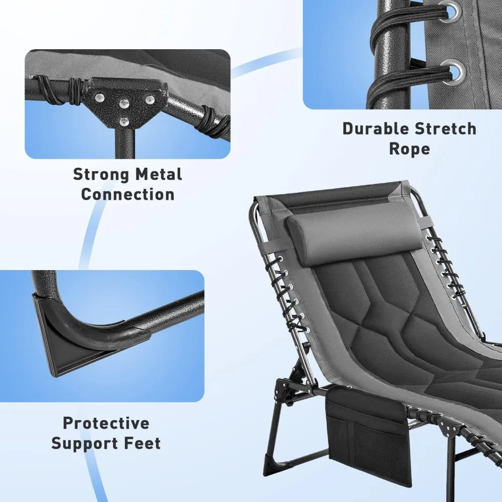 Folding Chaise Lounge Outdoor Portable Chair.