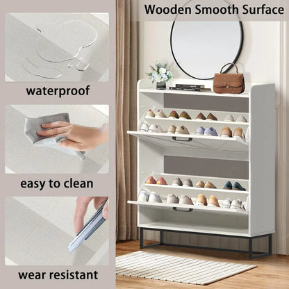 Hidden Shoe Storage Cabinet with 2 Flip Drawers.