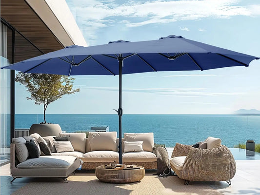 15FT Double-Sided Patio Umbrella with Base.