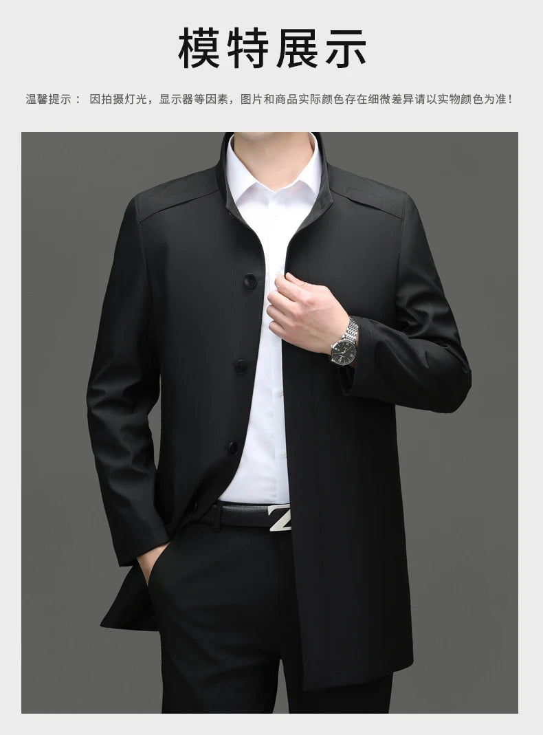 High End Anti Wrinkle New Brand Business Casual Fashion Slim Fit Trench Coats Spring Autumn Overcoat Long Jacket Outercoat