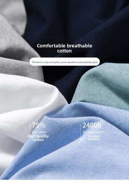 Top Grade Oxford New Summer Brand Slim Fit Shirt Breathable Trending Short Sleeve Classic Casual Fashion Mens Clothes 2025