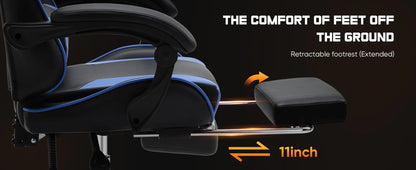 JHK Ergonomic Racing Gaming Chair PU Leather with Adjustable Headrest & Lumbar Support.