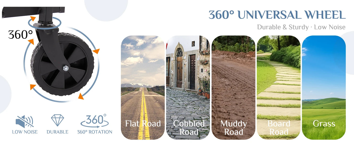 Outdoor Foldable Garden & Beach Cart – Large Capacity Utility Wagon for Shopping, Sports, Camping