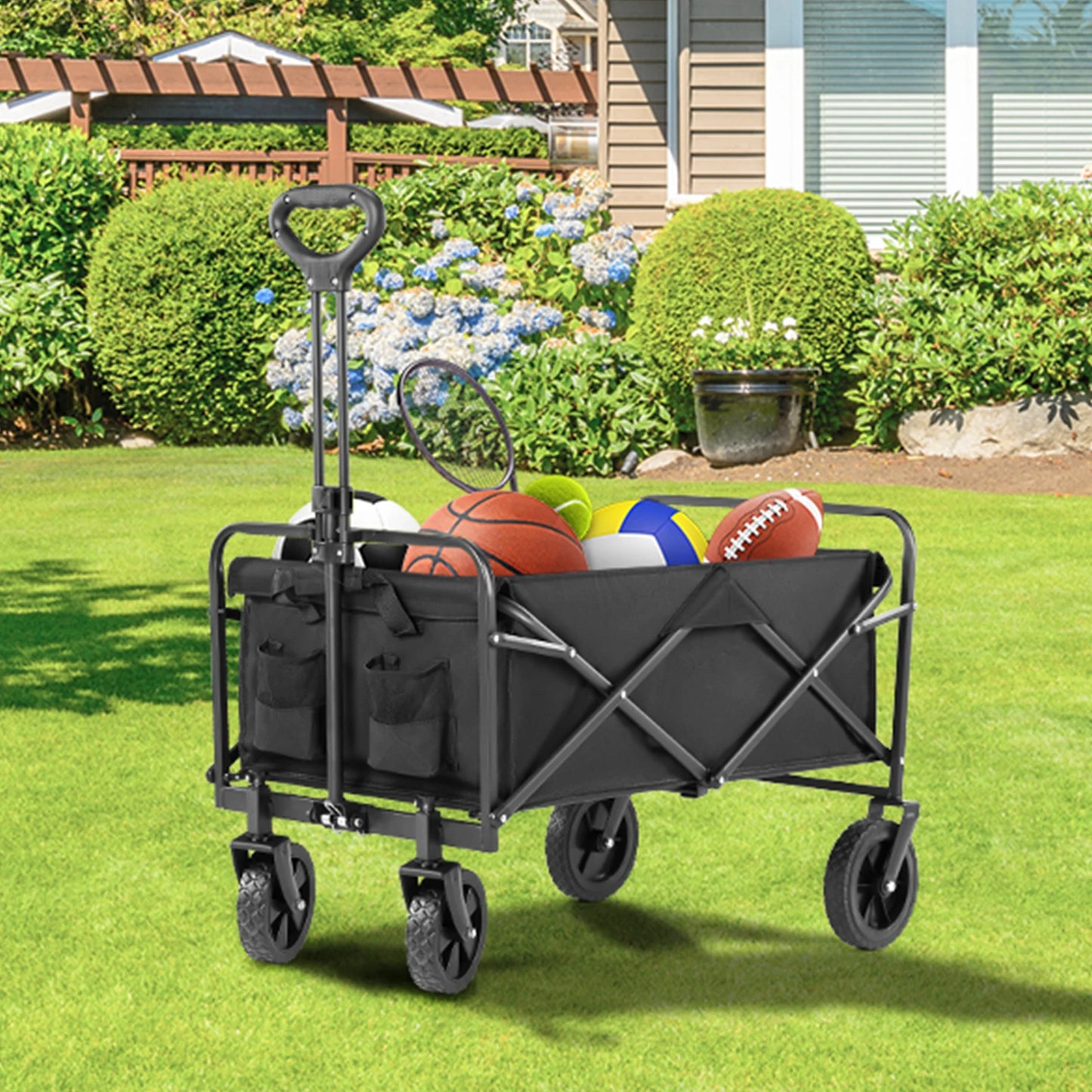 Outdoor Foldable Garden & Beach Cart – Large Capacity Utility Wagon for Shopping, Sports, Camping