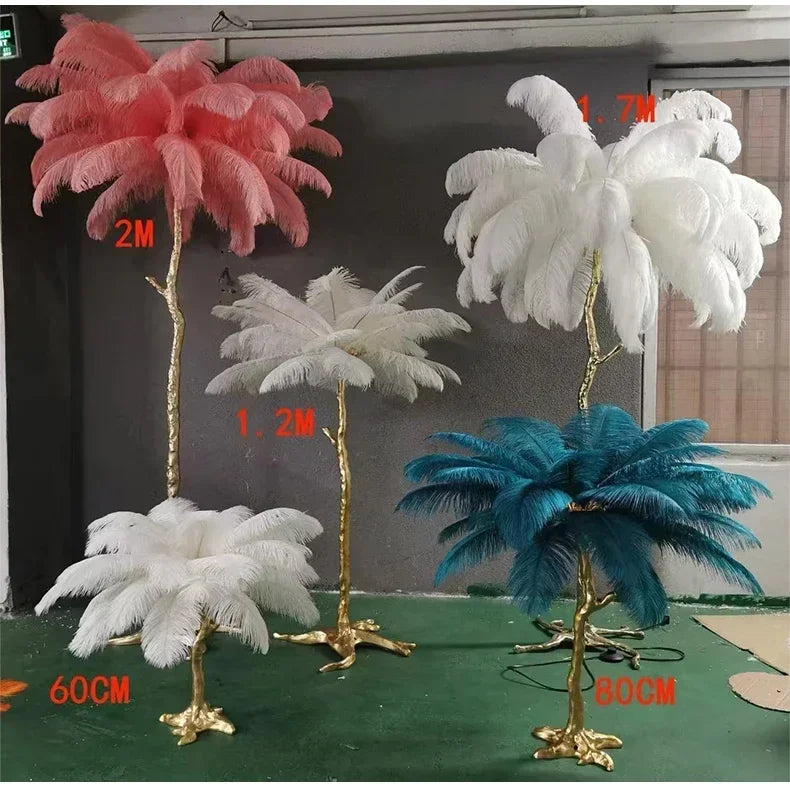 Nordic Feather Floor Lamp Luxury LED Standing Light for Internet Celebrity Ostrich Ins Live Broadcast Room Bedroom Home Decor