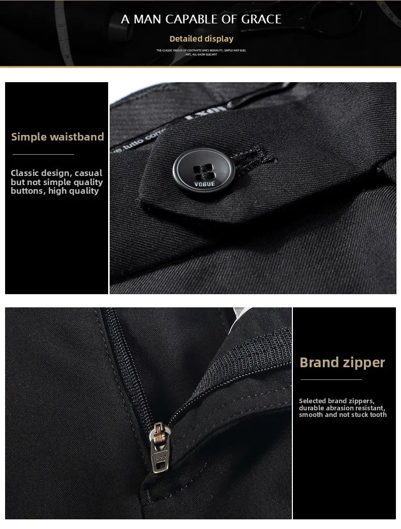 Top Grade Wrinkle Free New Brand Fashion Suit Pant Business Office Trousers For Men Dress Pants Straight Trousers Men's Clothing