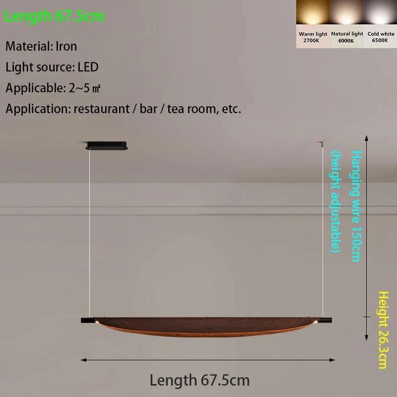 Wabi Sabi Retro Leaf Pendant Light – Minimalist Strip Chandelier for Dining