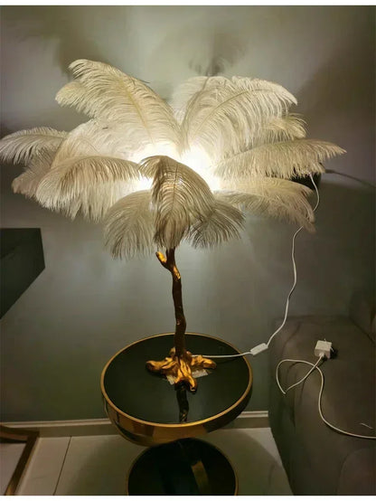 Nordic Feather Floor Lamp Luxury LED Standing Light for Internet Celebrity Ostrich Ins Live Broadcast Room Bedroom Home Decor