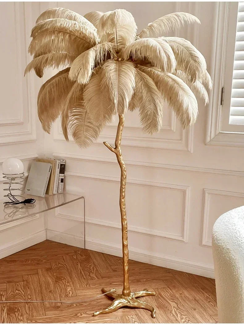 Nordic Feather Floor Lamp Luxury LED Standing Light for Internet Celebrity Ostrich Ins Live Broadcast Room Bedroom Home Decor