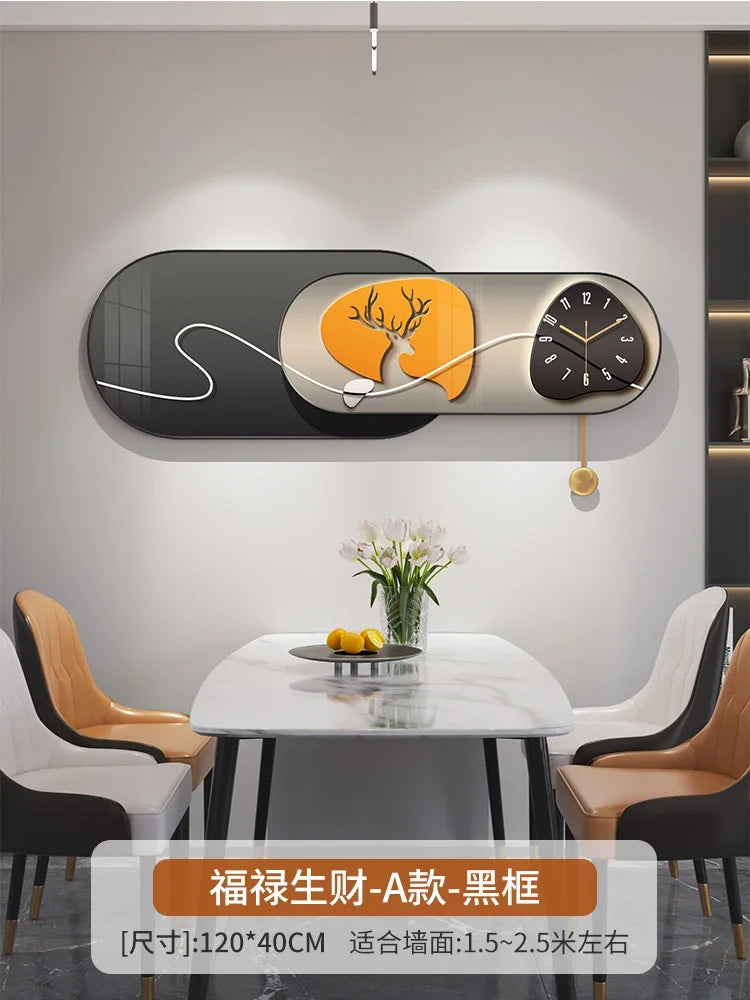 Hands Silent Wall Clocks Minimalist Restaurant Nordic Pendulum Wall Watch Luxury Art Mural Digital Reloj De Pared Home Decor