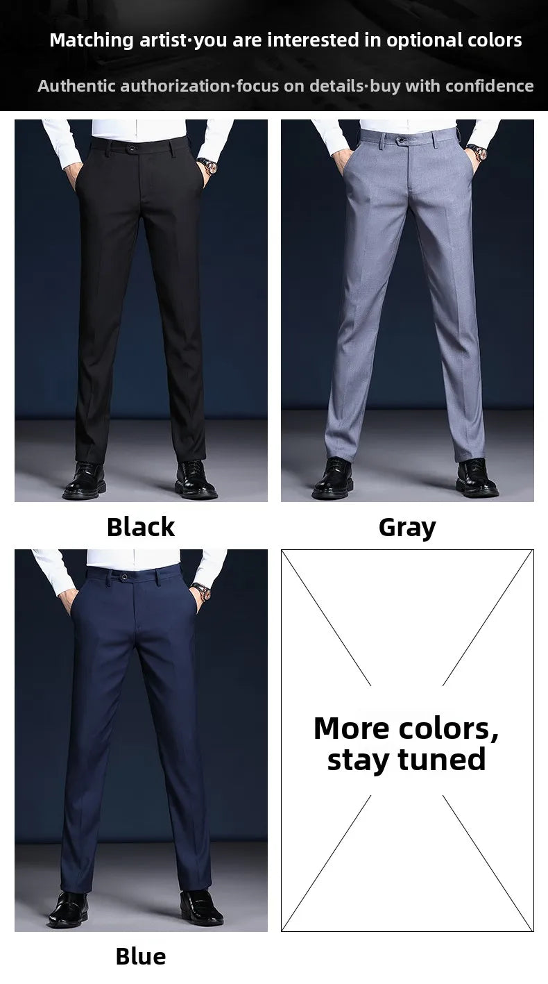 Top Grade Wrinkle Free New Brand Fashion Suit Pant Business Office Trousers For Men Dress Pants Straight Trousers Men's Clothing