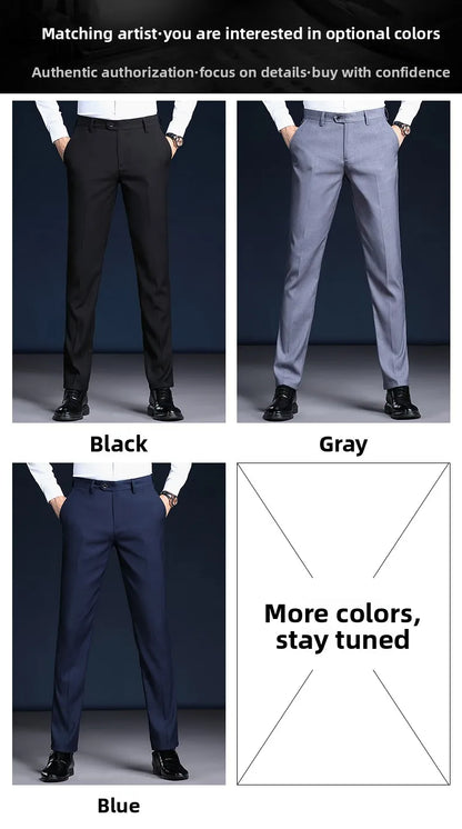 Top Grade Wrinkle Free New Brand Fashion Suit Pant Business Office Trousers For Men Dress Pants Straight Trousers Men's Clothing