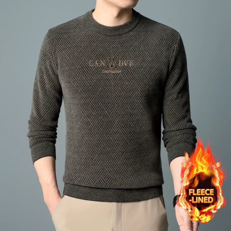 Top Quality Thick Fleece-Lined Warm Men Fashion Brand Autum Winter Knit Pullover Designer Sweater Korean Woolen Casual Jumper