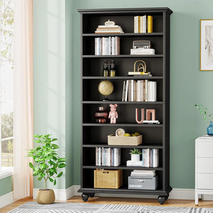 LED Bookcase with Solid Wood Legs – Freestanding Open Shelf Organizer for Living Room & Home Office.
