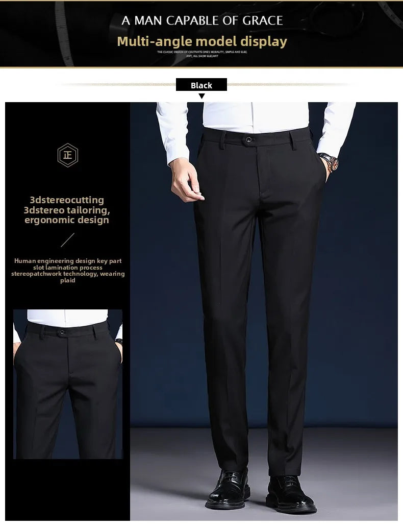 Top Grade Wrinkle Free New Brand Fashion Suit Pant Business Office Trousers For Men Dress Pants Straight Trousers Men's Clothing