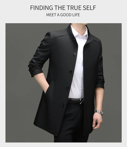 High End Anti Wrinkle New Brand Business Casual Fashion Slim Fit Trench Coats Spring Autumn Overcoat Long Jacket Outercoat
