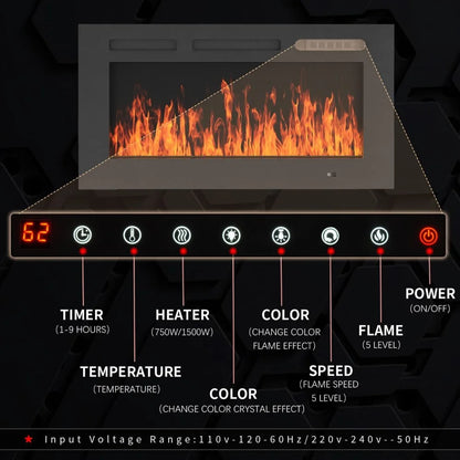 Fireplace TV Stand with 36" Electric Fireplace for TVs up to 80".