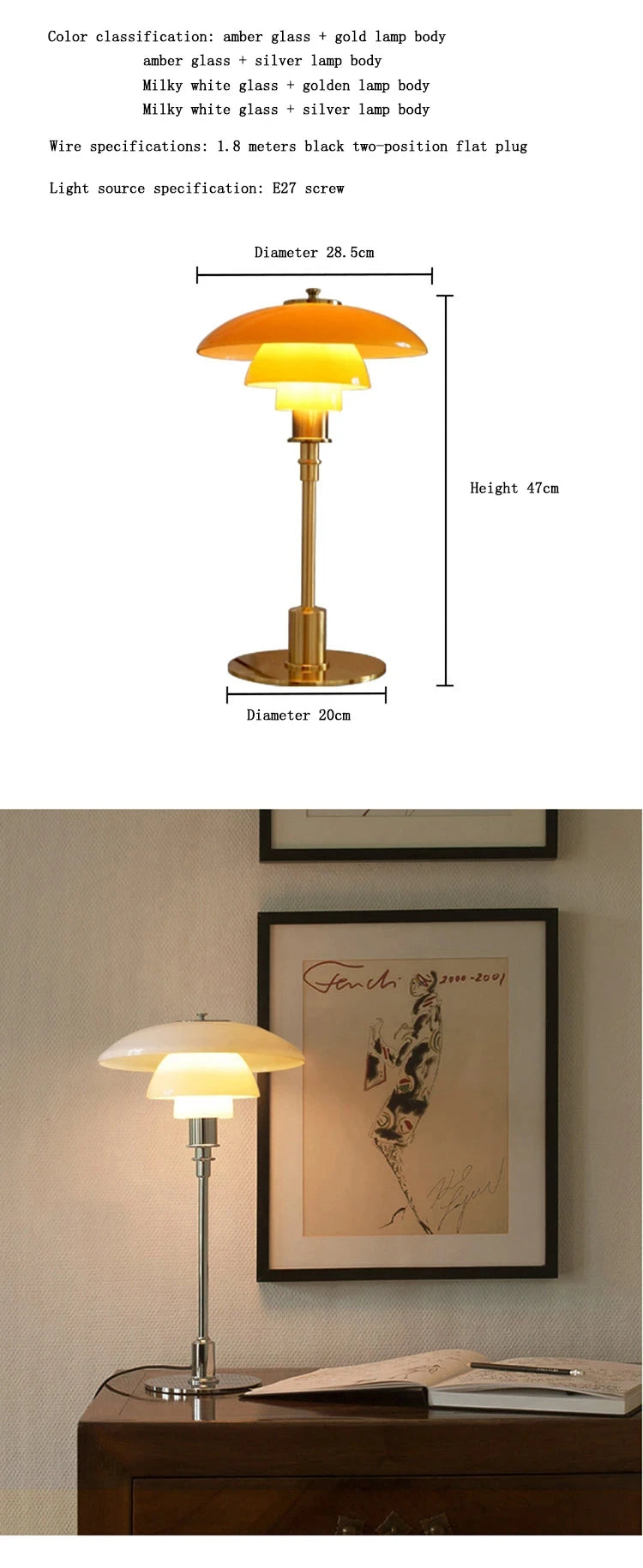 Glass Reading LED Desk Lamp – Nordic Modern Minimalist Design for Living Room, Bedroom, and Study