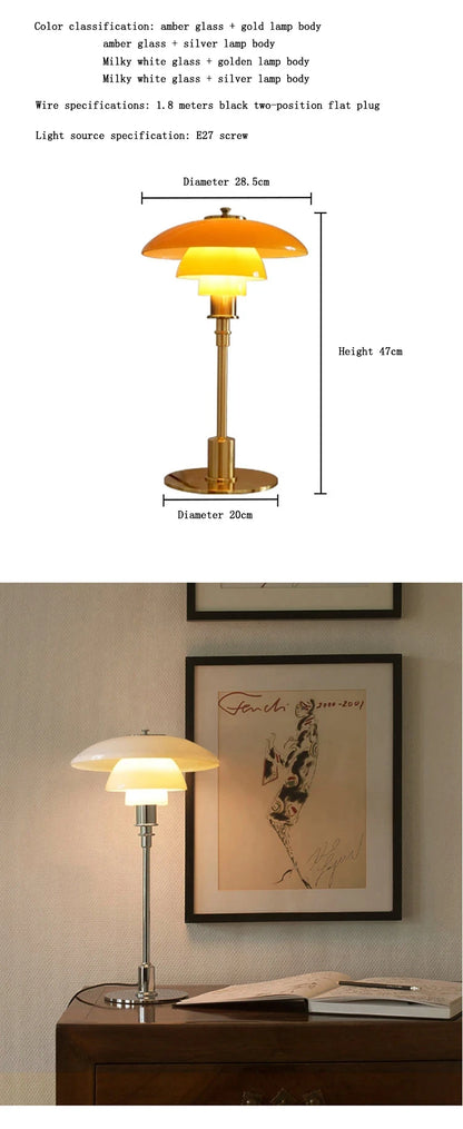 Glass Reading LED Desk Lamp – Nordic Modern Minimalist Design for Living Room, Bedroom, and Study