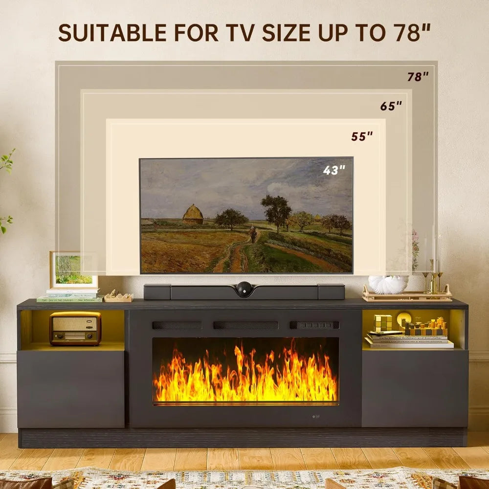 Fireplace TV Stand with 36" Electric Fireplace for TVs up to 80".