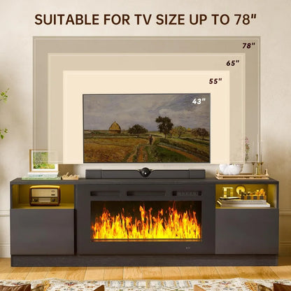 Fireplace TV Stand with 36" Electric Fireplace for TVs up to 80".
