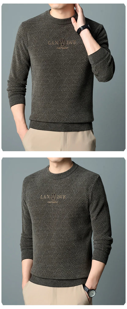 Top Quality Thick Fleece-Lined Warm Men Fashion Brand Autum Winter Knit Pullover Designer Sweater Korean Woolen Casual Jumper