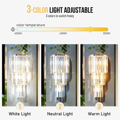 LUVODI Luxury Crystal Wall Lamp 3-Layer Wall Crystal Sconce Light E14 Led Corn Lights