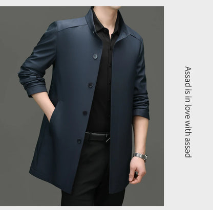 High End Anti Wrinkle New Brand Business Casual Fashion Slim Fit Trench Coats Spring Autumn Overcoat Long Jacket Outercoat