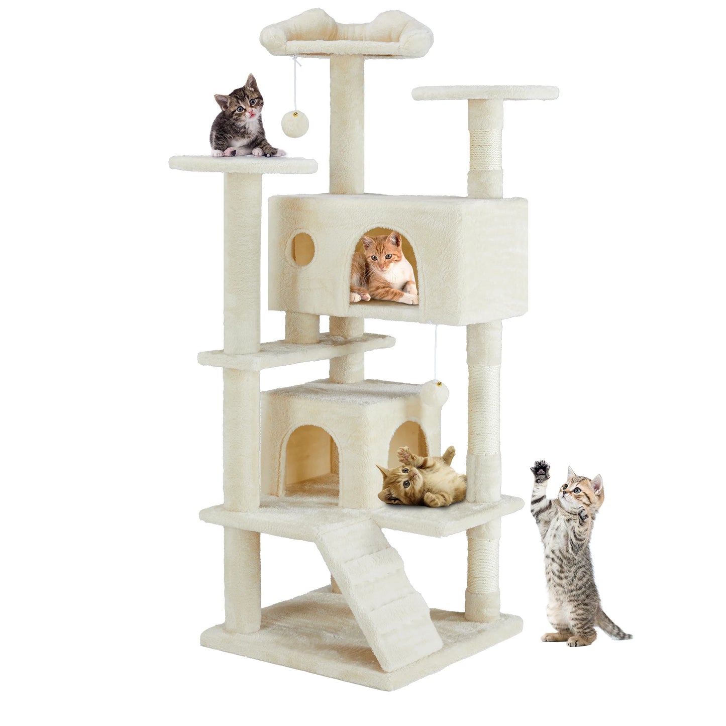 JHK 54" Multi-Level Cat Tree Tower with Sisal Scratching Post.
