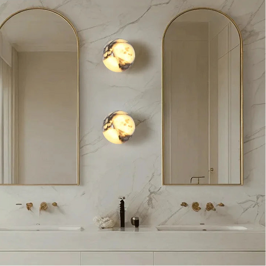 Nordic Marble Ball Wall Lamp – Luxury LED Stone Light for Bedroom & Living Room.