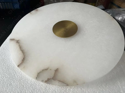 Spanish Marble LED Round Wall Sconce – Brass Bedroom & Living Room Light.