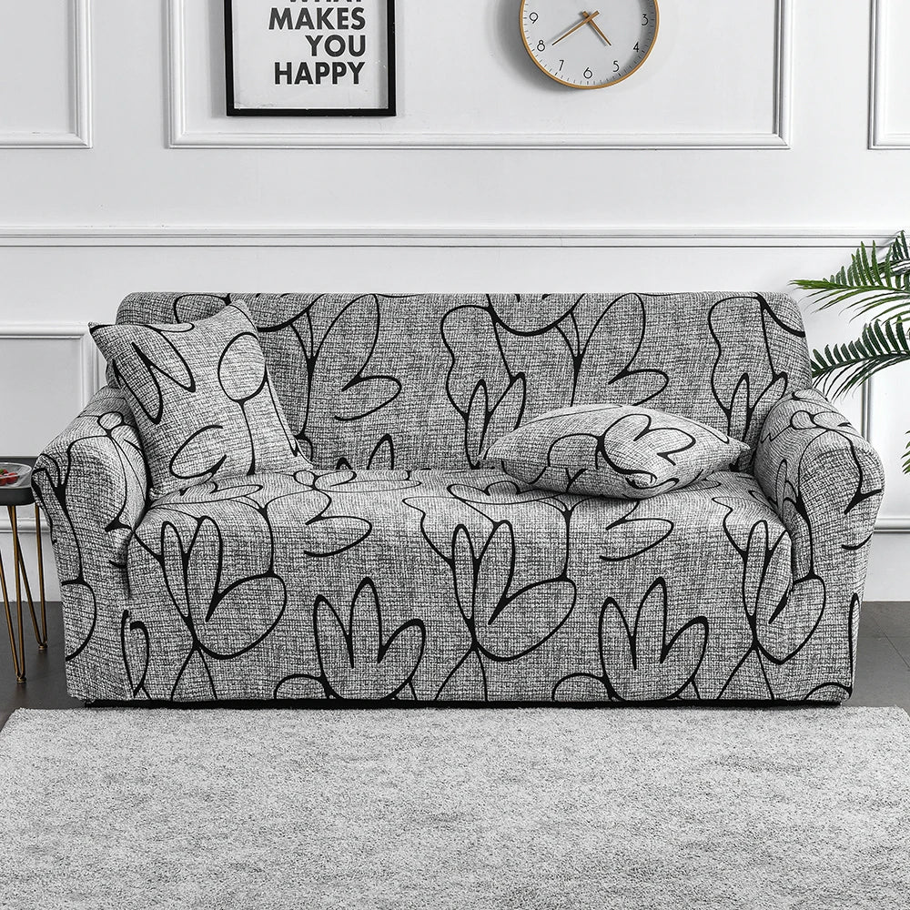 Stretch Printed Sofa Cover – All-Season Polyester Fit for Multiple Sofa Types