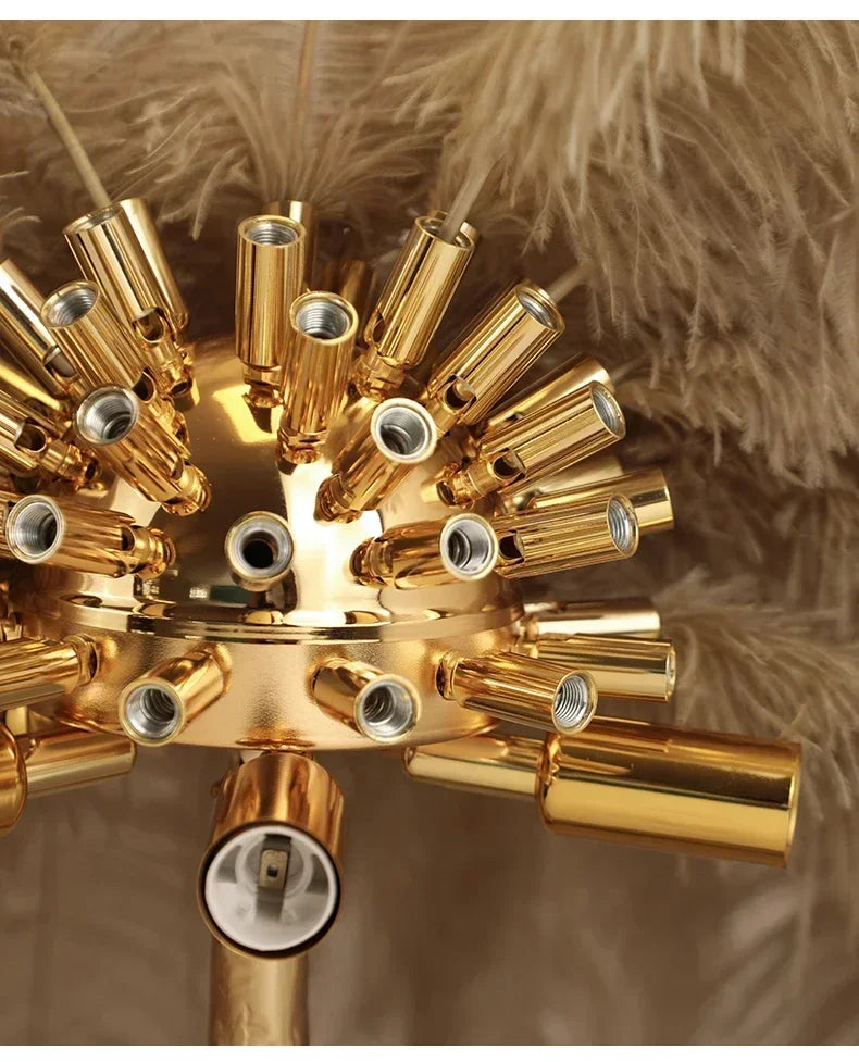 Nordic Feather Floor Lamp Luxury LED Standing Light for Internet Celebrity Ostrich Ins Live Broadcast Room Bedroom Home Decor