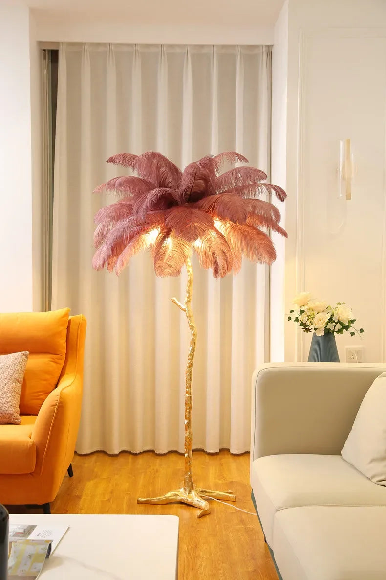 Nordic Feather Floor Lamp Luxury LED Standing Light for Internet Celebrity Ostrich Ins Live Broadcast Room Bedroom Home Decor