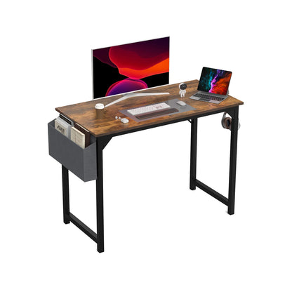 Modern Compact Computer Desk with Side Bag & Headphone Hook – Easy Assembly.