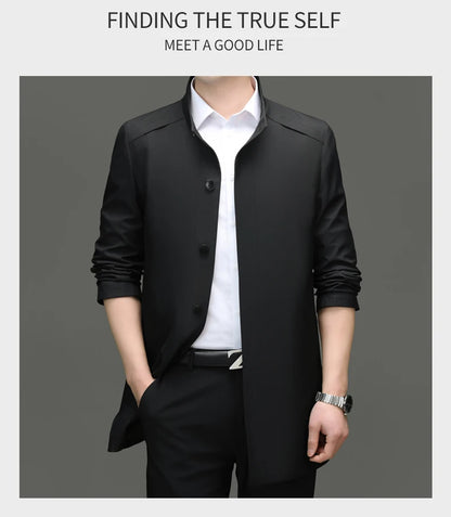 High End Anti Wrinkle New Brand Business Casual Fashion Slim Fit Trench Coats Spring Autumn Overcoat Long Jacket Outercoat